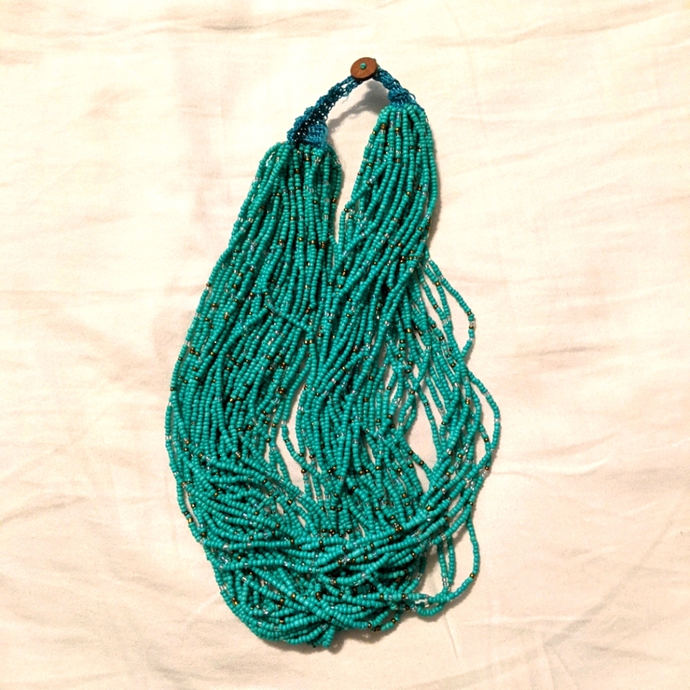 Multi layered African beaded necklace
